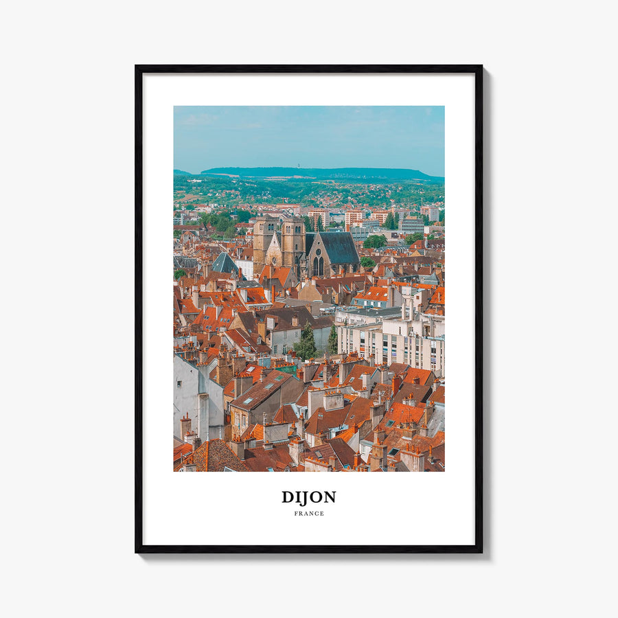 Dijon colorful classic poster of France – vertical wall art, unframed print shown in interior mockup