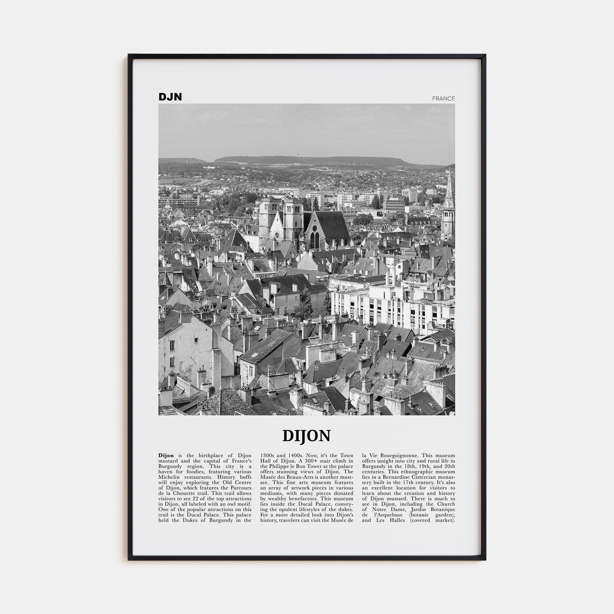 Dijon Poster None / 8x12 in Nbourhood Travel B&W Poster