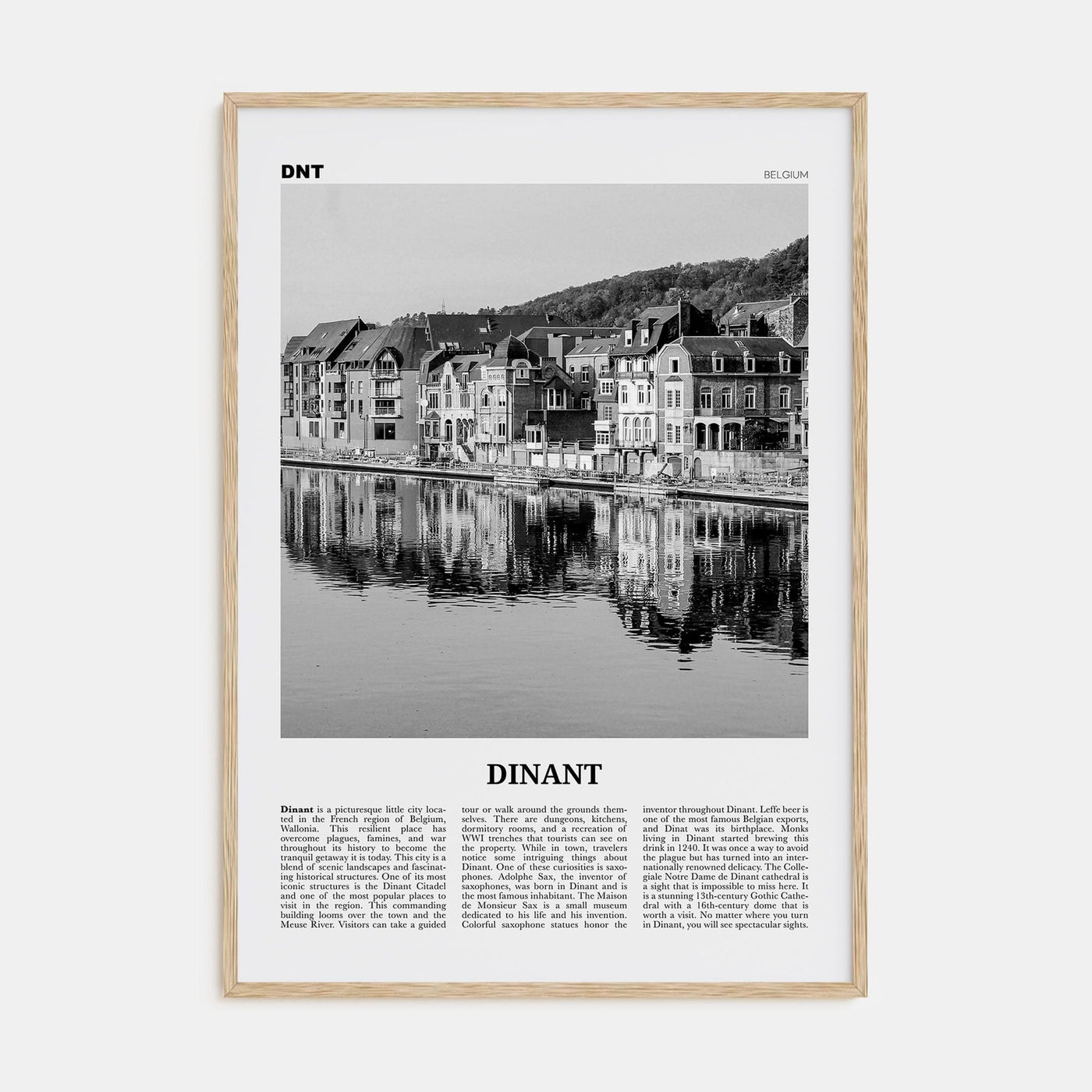 Dinant Poster Natural Wood / 8x12 in Nbourhood Travel B&W Poster