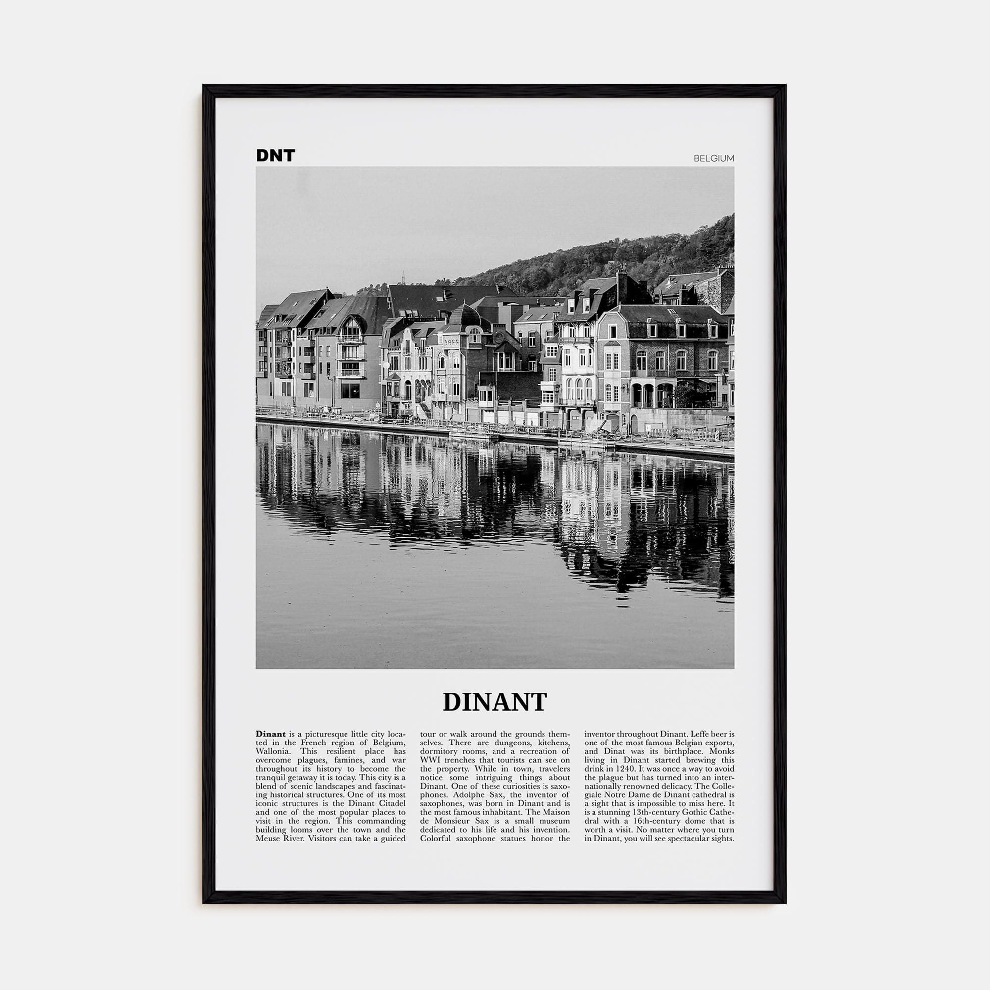 Dinant Poster Black Wood / 8x12 in Nbourhood Travel B&W Poster