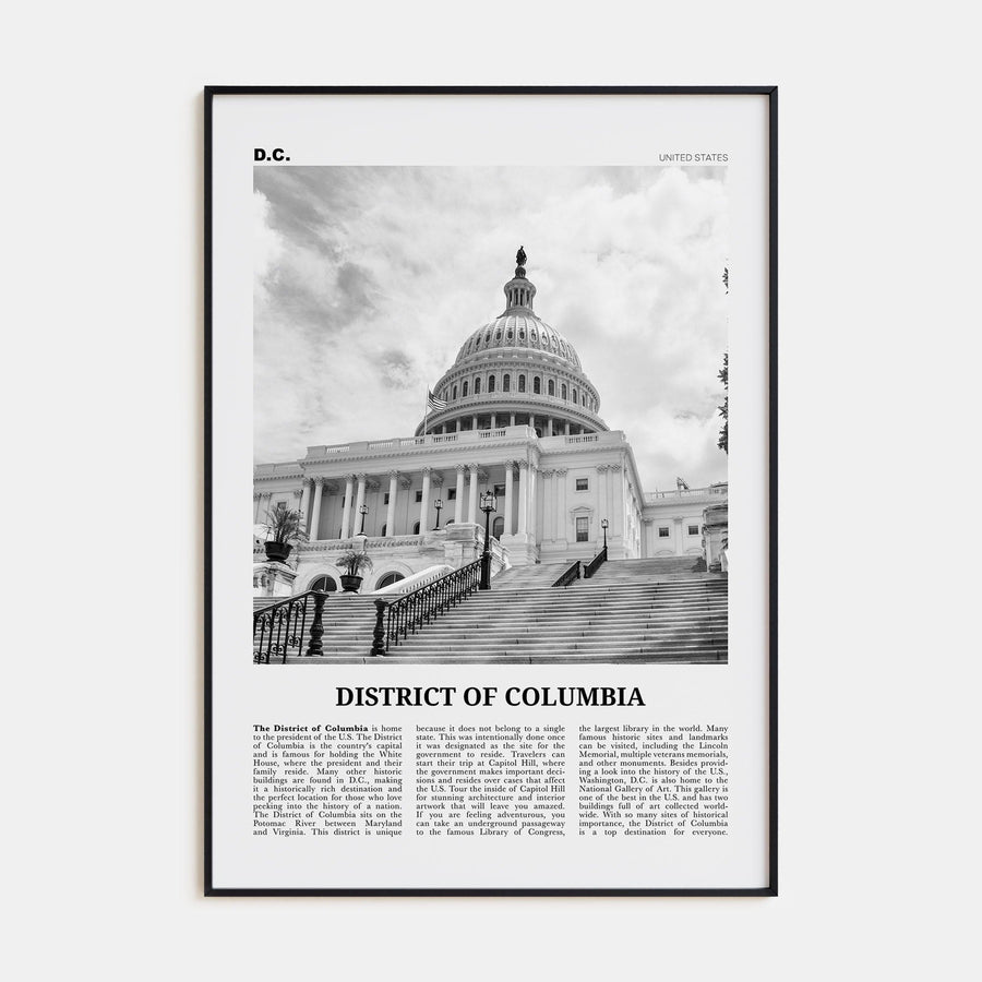 District of Columbia Poster None / 8x12 in Nbourhood Travel B&W Poster