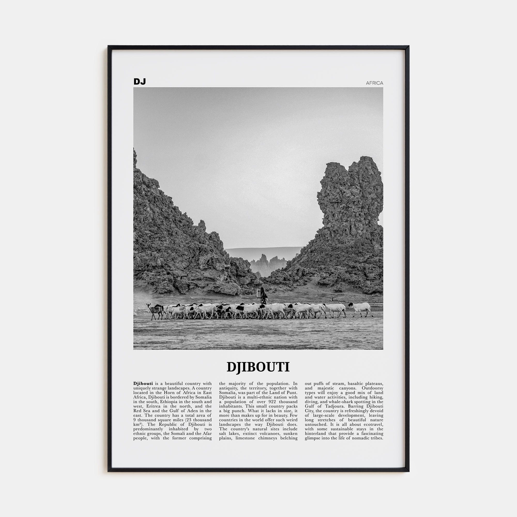 Djibouti Poster None / 8x12 in Nbourhood Travel B&W Poster