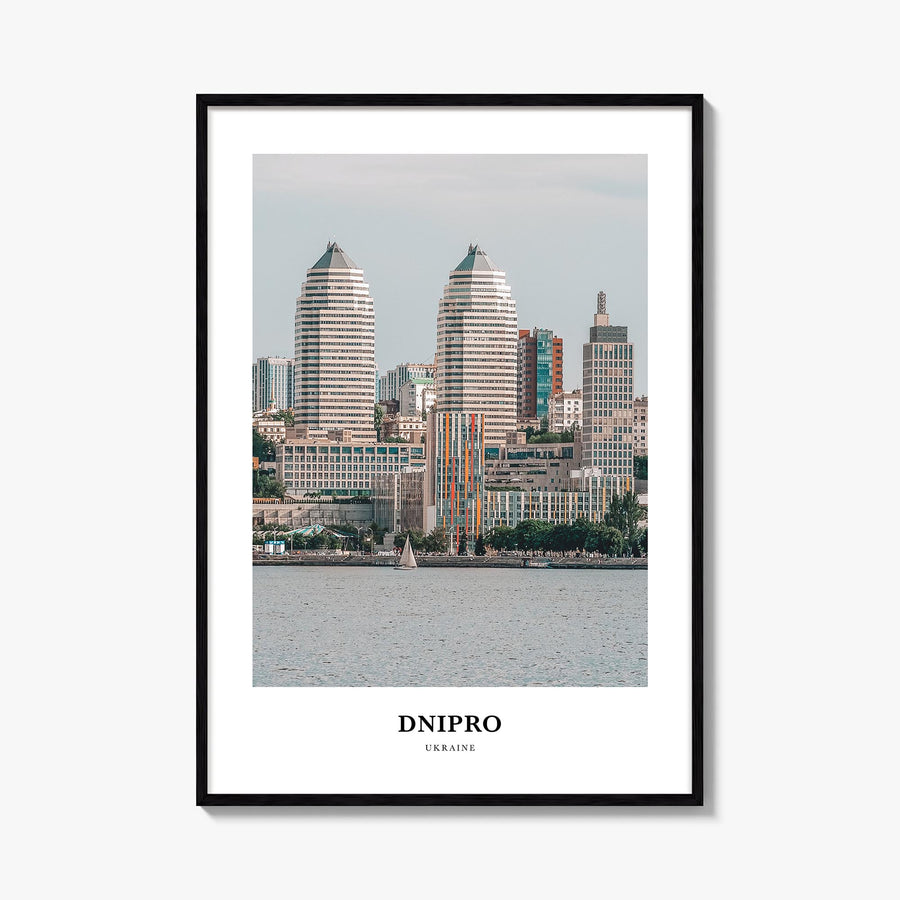 Dnipro colorful classic poster of Ukraine – vertical wall art, unframed print shown in interior mockup