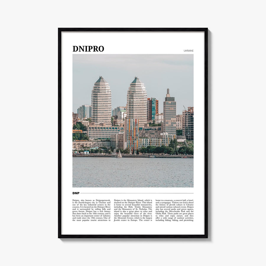 Dnipro colorful travel poster of Ukraine – vertical wall art, unframed print shown in interior mockup