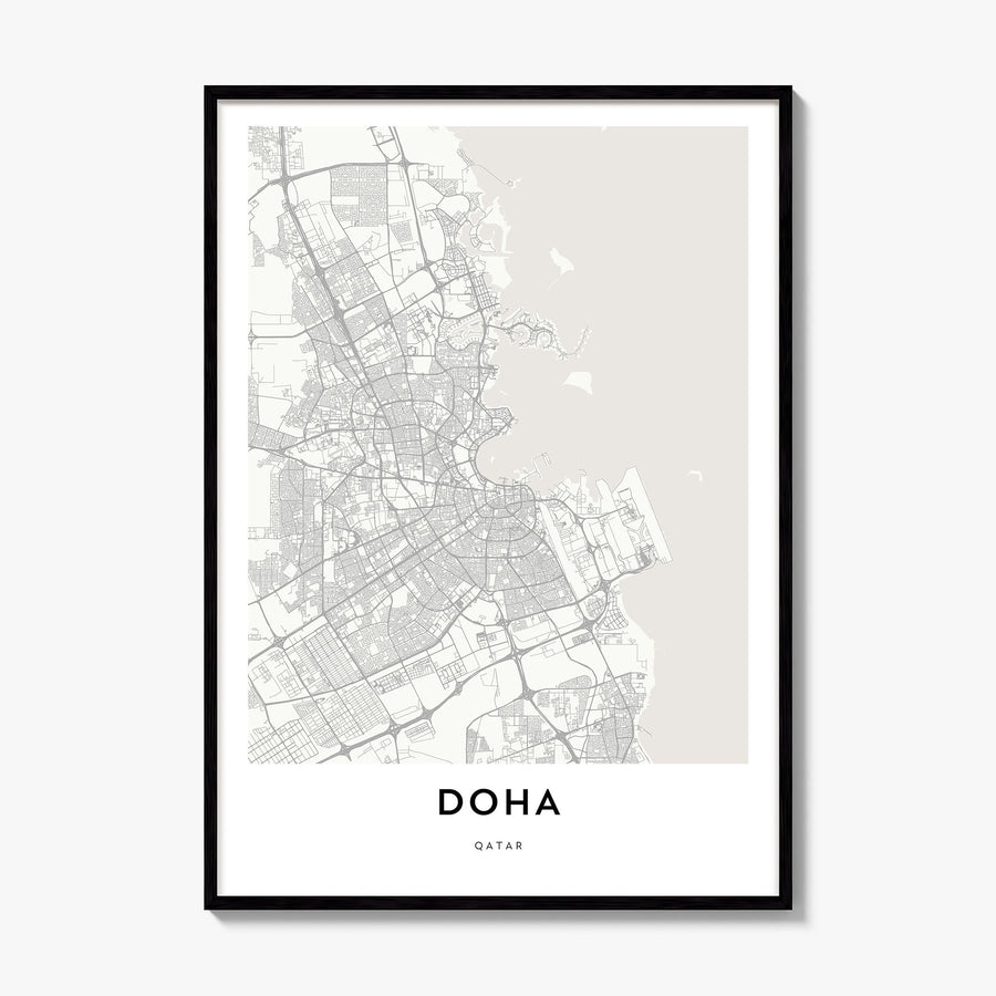 Doha Map Poster, framed poster mockup