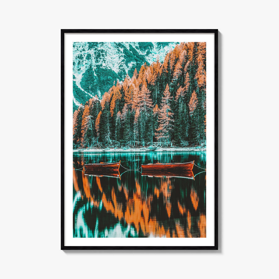 Dolomites no. 1 colorful photo poster of Italy – vertical wall art, unframed print shown in interior mockup