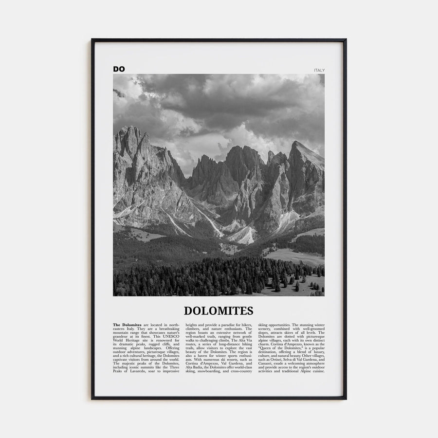 Dolomites Poster None / 8x12 in Nbourhood Travel B&W Poster