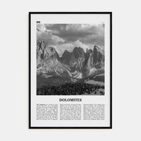 Dolomites Poster Black Wood / 8x12 in Nbourhood Travel B&W Poster