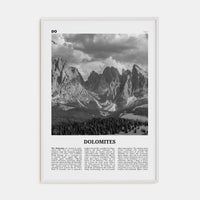 Dolomites Poster White Wood / 8x12 in Nbourhood Travel B&W Poster