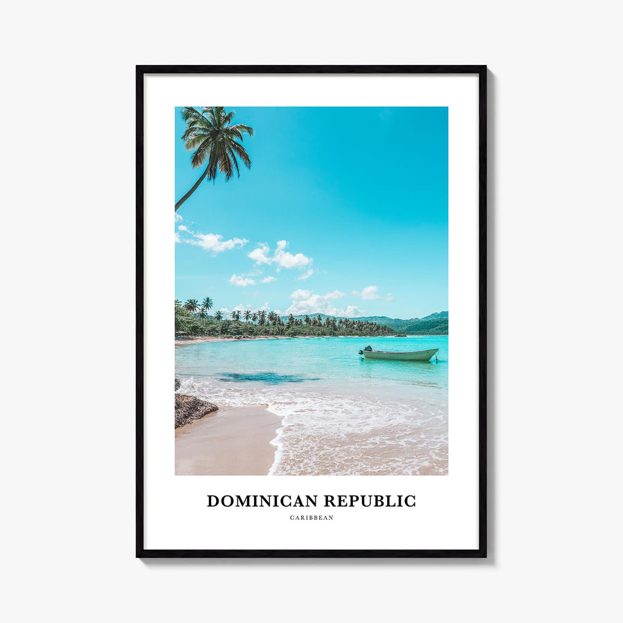 Dominican Republic colorful classic poster of Caribbean – vertical wall art, unframed print shown in interior mockup