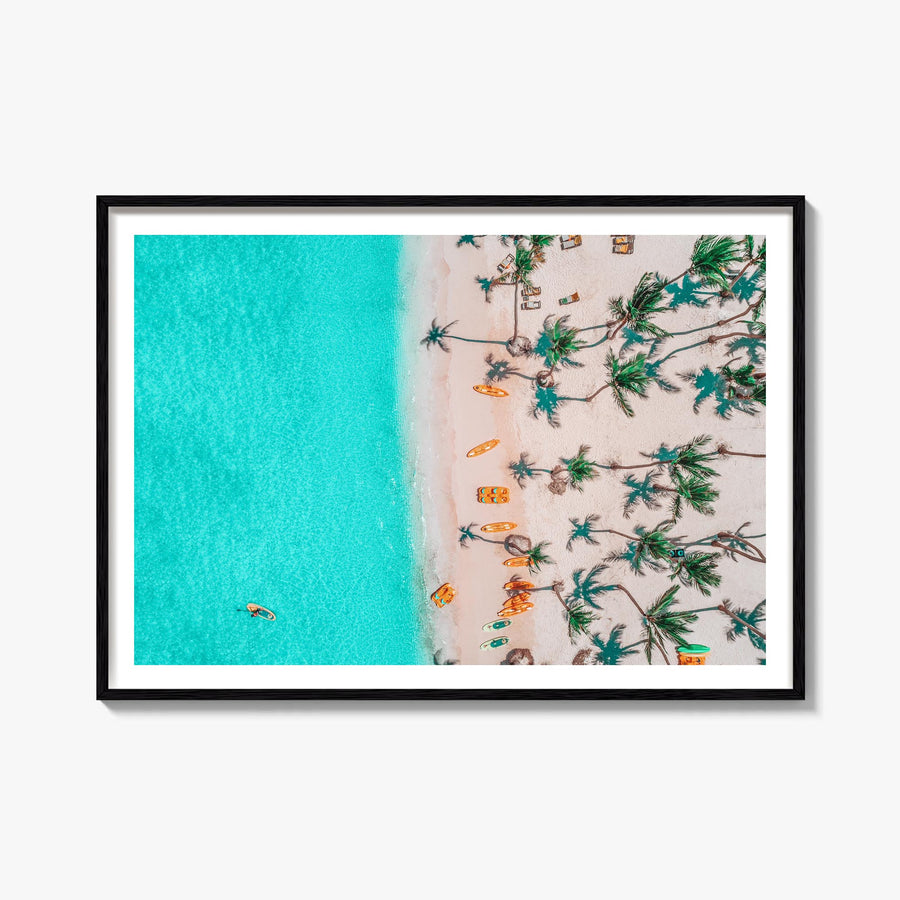 Dominican Republic colorful photo poster of Caribbean – horizontal wall art, unframed print shown in interior mockup