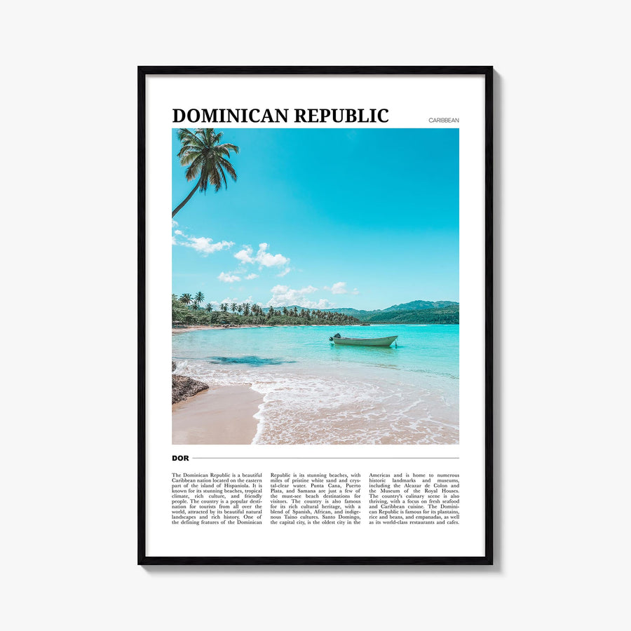 Dominican Republic colorful travel poster of Caribbean – vertical wall art, unframed print shown in interior mockup