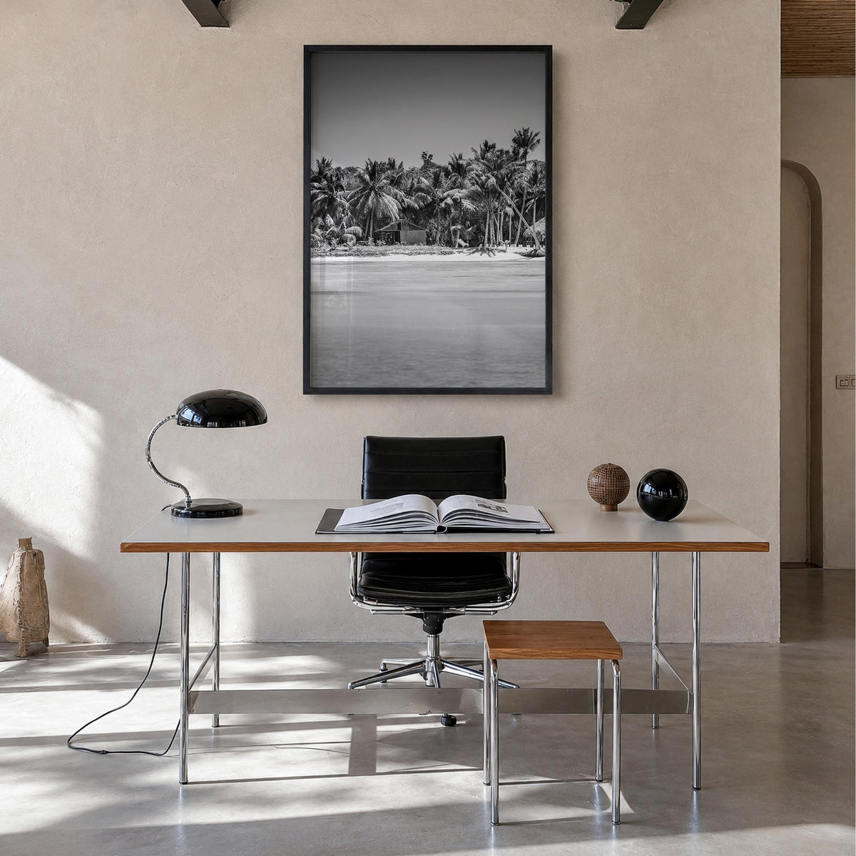 Dominican Republic no. 1 black & white photo poster of Caribbean – vertical wall art in black wood frame, hanging on wall