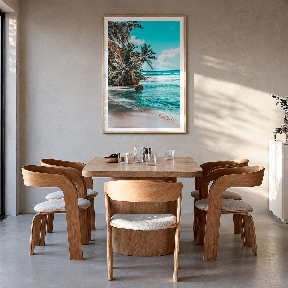 Dominican Republic no. 1 colorful photo poster of Caribbean – vertical wall art in natural wood frame with white border, hang