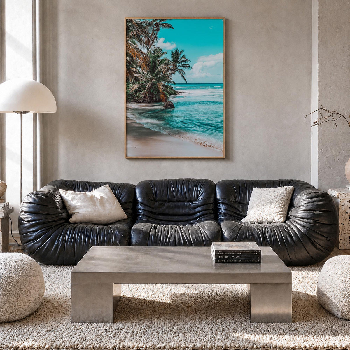 Dominican Republic no. 1 colorful photo poster of Caribbean – vertical wall art in natural wood frame, hanging on wall