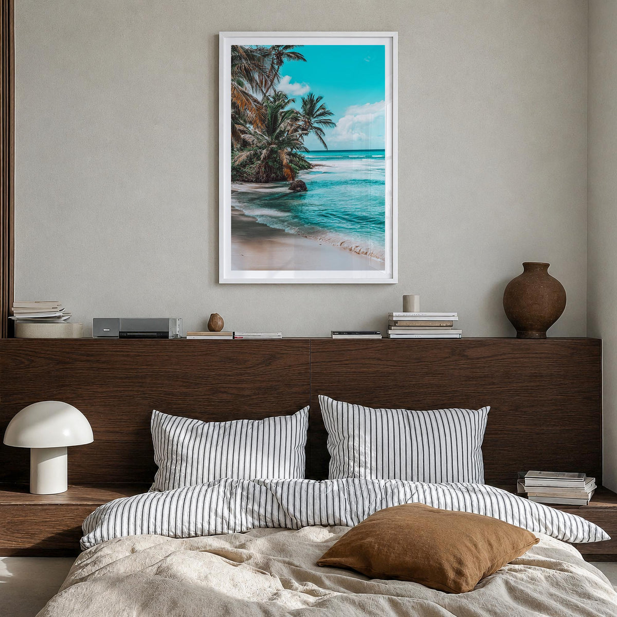 Dominican Republic no. 1 colorful photo poster of Caribbean – vertical wall art in white wood frame with white border, hangin