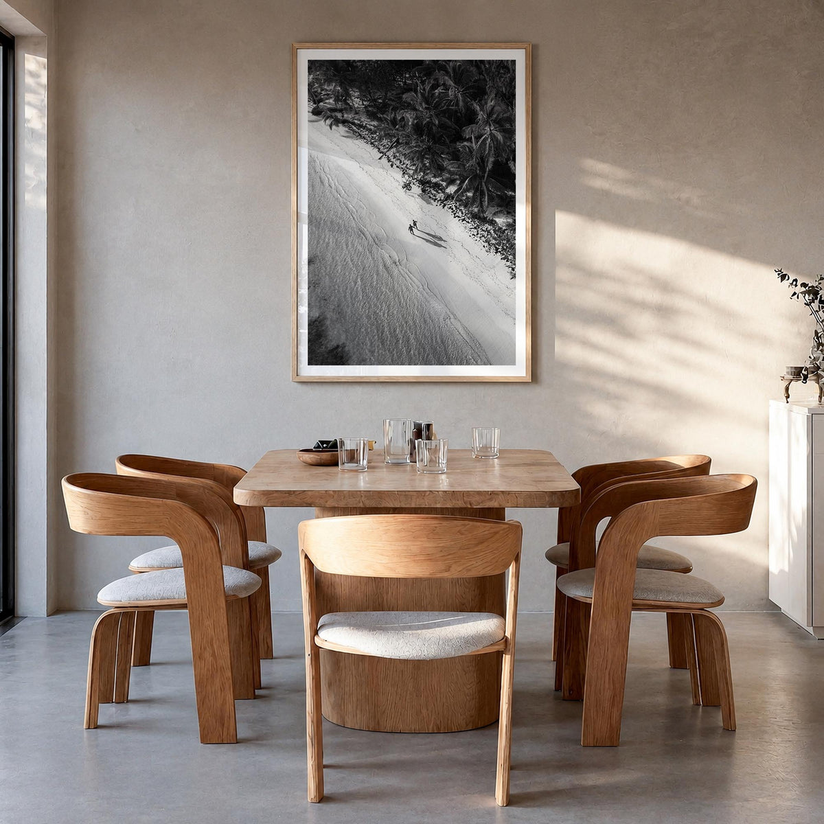 Dominican Republic no. 2 black & white photo poster of Caribbean – vertical wall art in natural wood frame with white border,