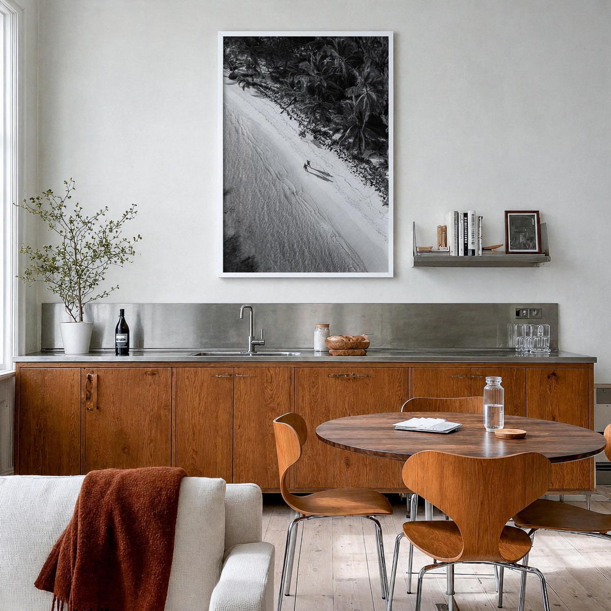 Dominican Republic no. 2 black & white photo poster of Caribbean – vertical wall art in white wood frame, hanging on wall