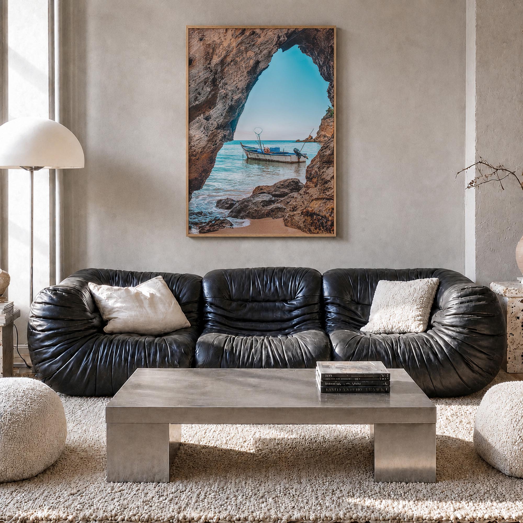 Dominican Republic no. 2 colorful photo poster of Caribbean – vertical wall art in natural wood frame, hanging on wall