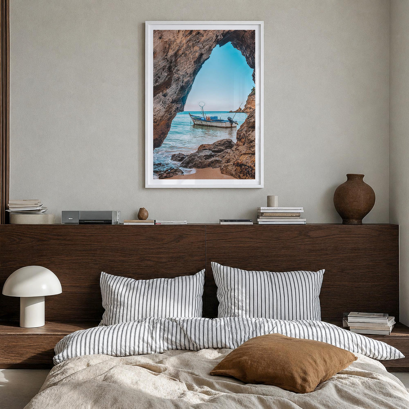 Dominican Republic no. 2 colorful photo poster of Caribbean – vertical wall art in white wood frame with white border, hangin