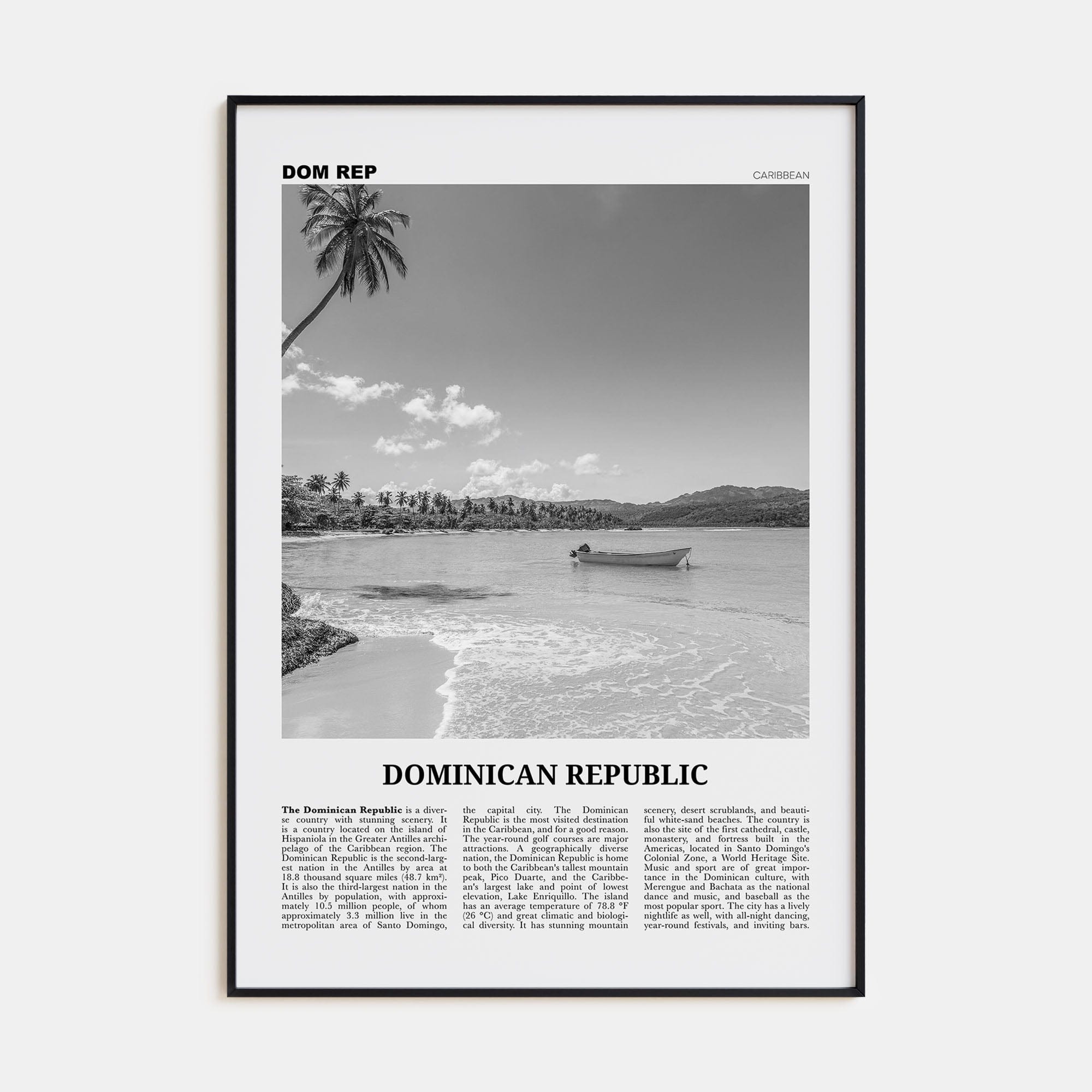 Dominican Republic No 2 Poster None / 8x12 in Nbourhood Travel B&W Poster