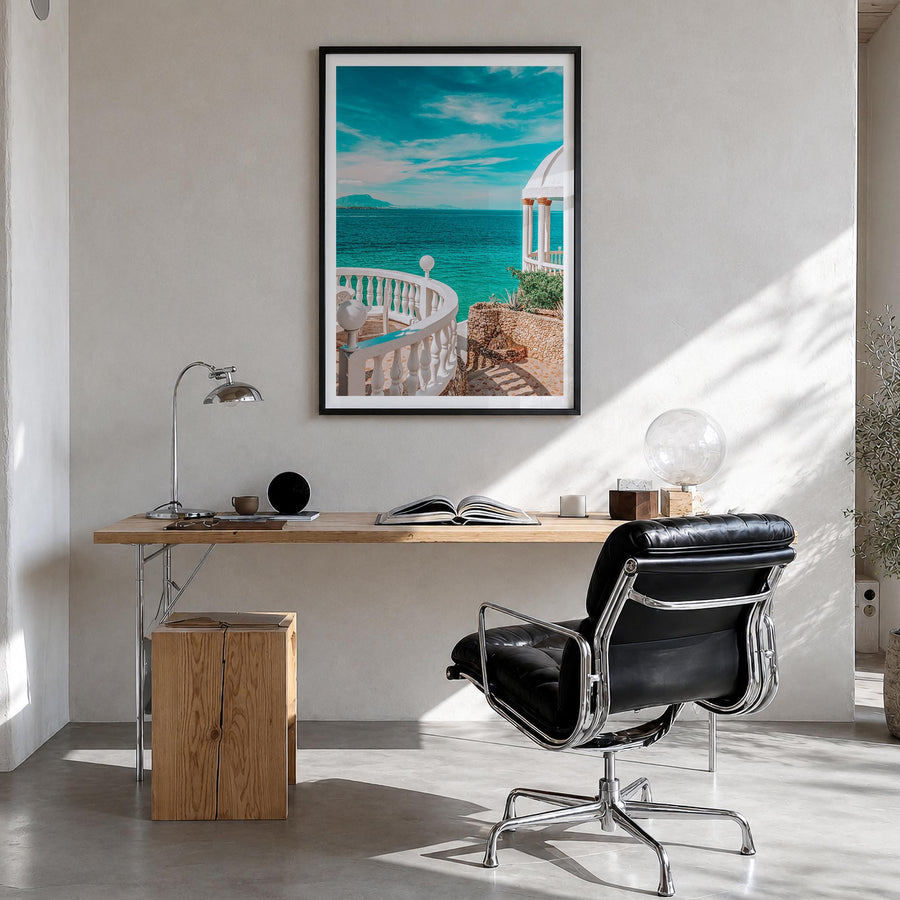 Dominican Republic no. 3 colorful photo poster of Caribbean – vertical wall art in black wood frame with white border, hangin
