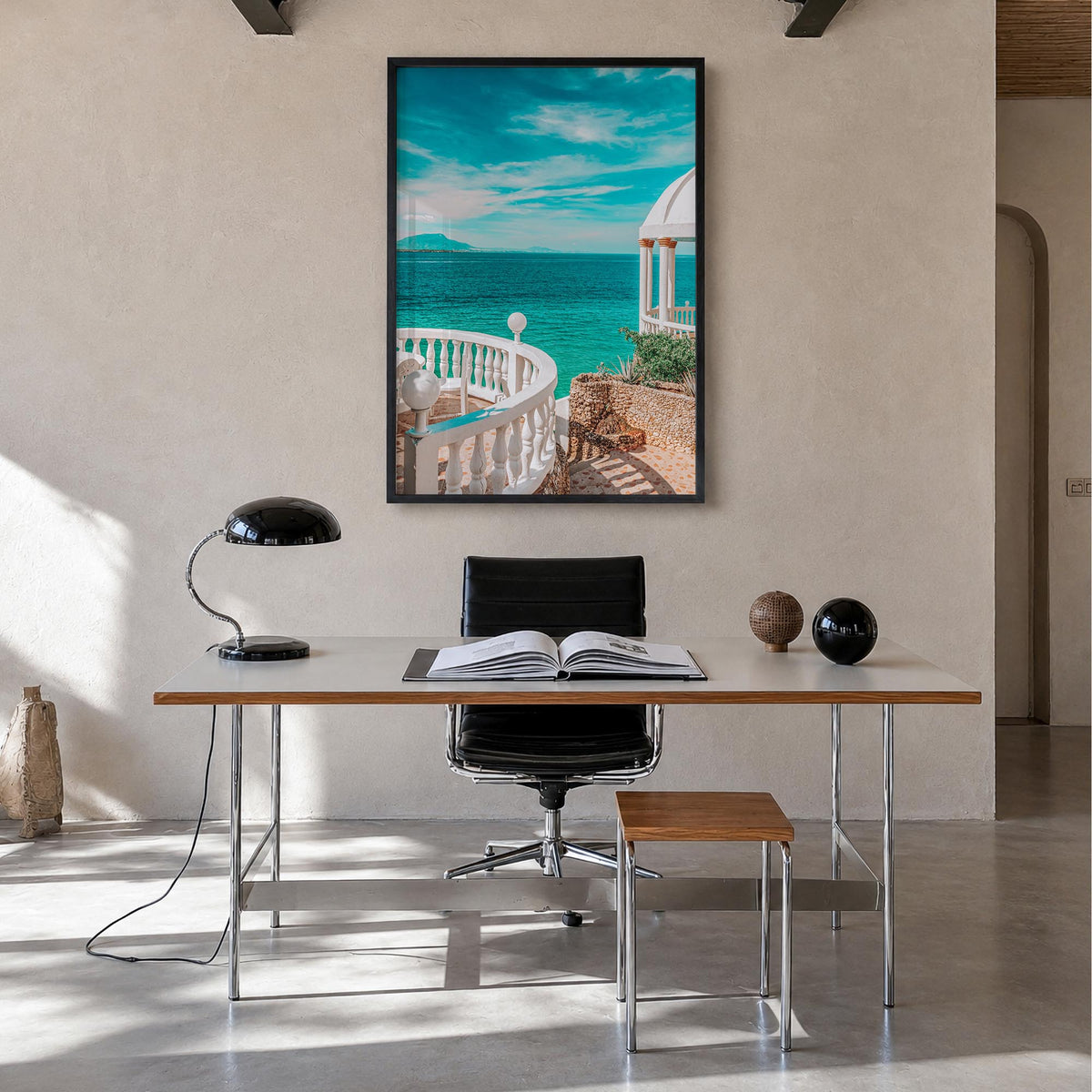 Dominican Republic no. 3 colorful photo poster of Caribbean – vertical wall art in black wood frame, hanging on wall