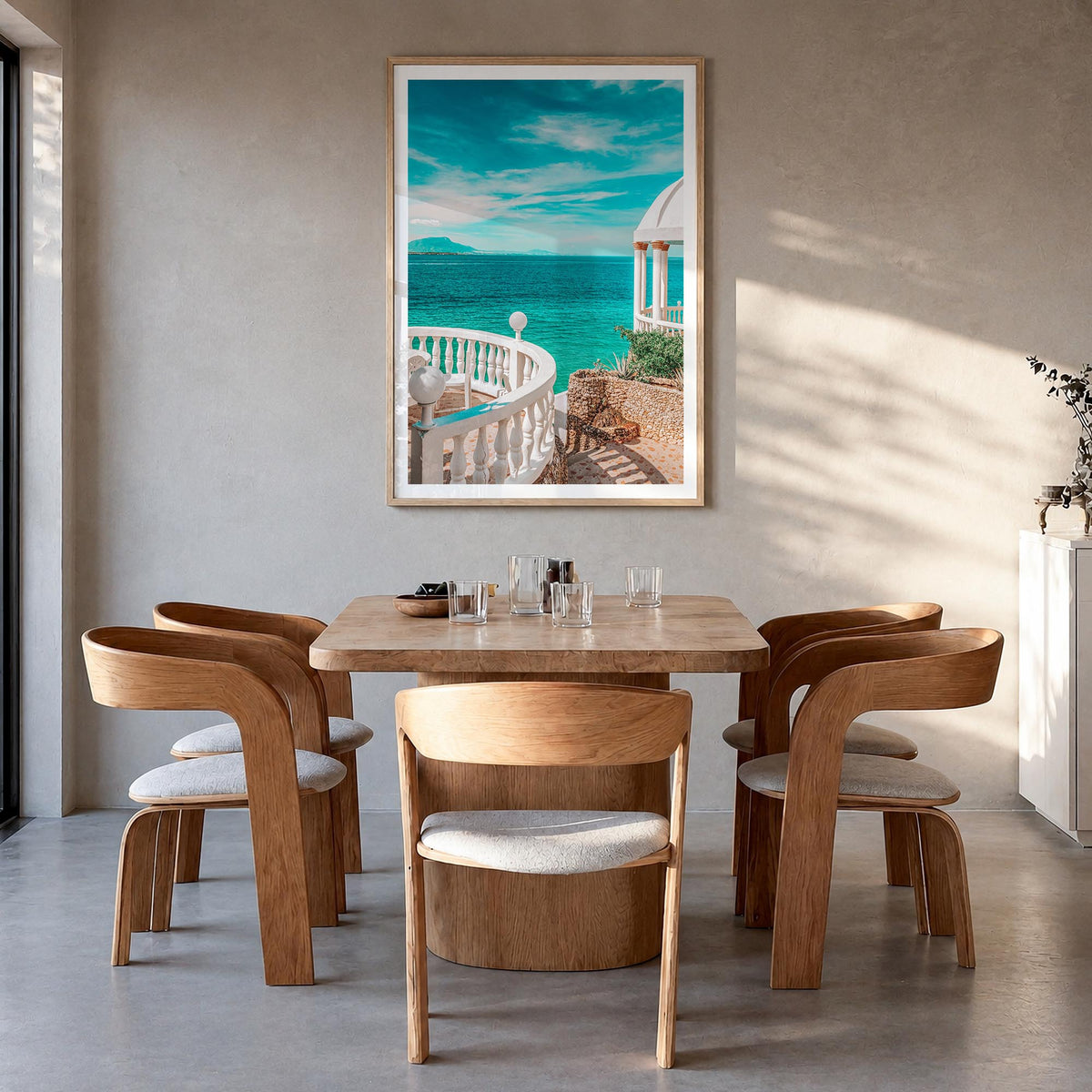 Dominican Republic no. 3 colorful photo poster of Caribbean – vertical wall art in natural wood frame with white border, hang