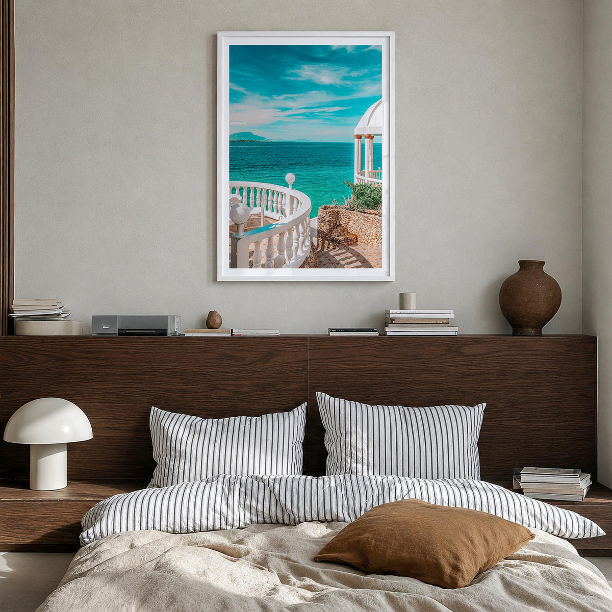 Dominican Republic no. 3 colorful photo poster of Caribbean – vertical wall art in white wood frame with white border, hangin