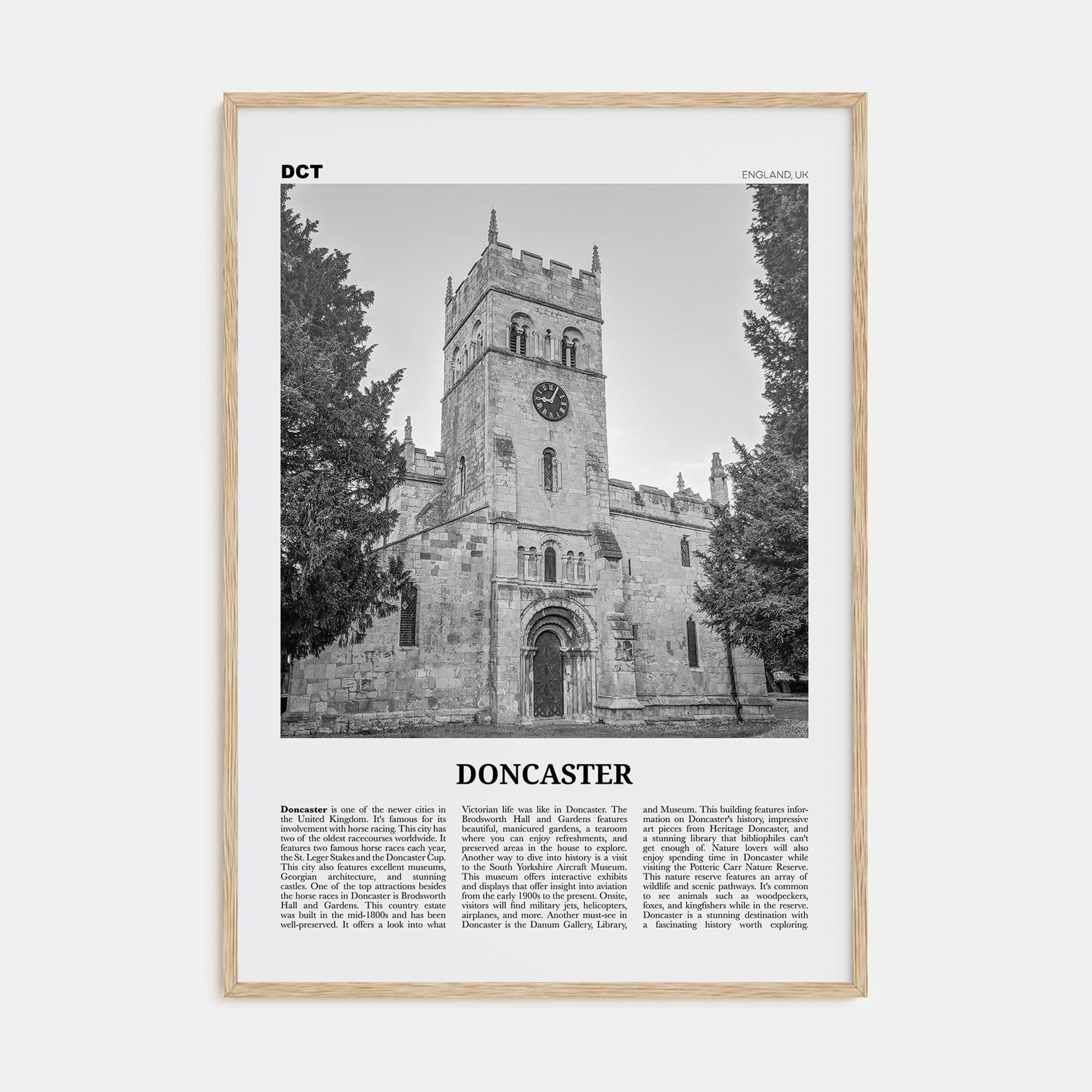 Doncaster Poster Natural Wood / 8x12 in Nbourhood Travel B&W Poster