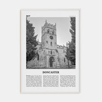 Doncaster Poster White Wood / 8x12 in Nbourhood Travel B&W Poster