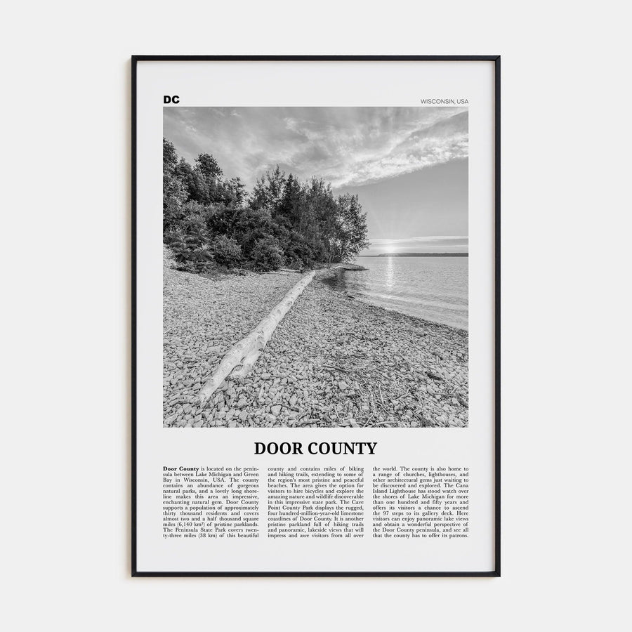 Door County Poster None / 8x12 in Nbourhood Travel B&W Poster