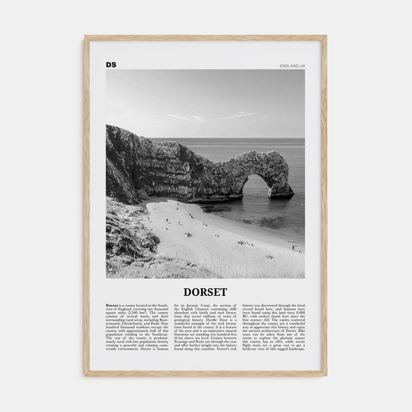 Dorset Poster Natural Wood / 8x12 in Nbourhood Travel B&W Poster