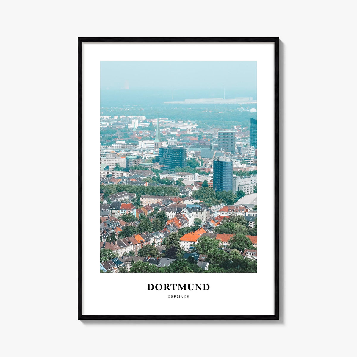 Dortmund colorful classic poster of Germany – vertical wall art, unframed print shown in interior mockup