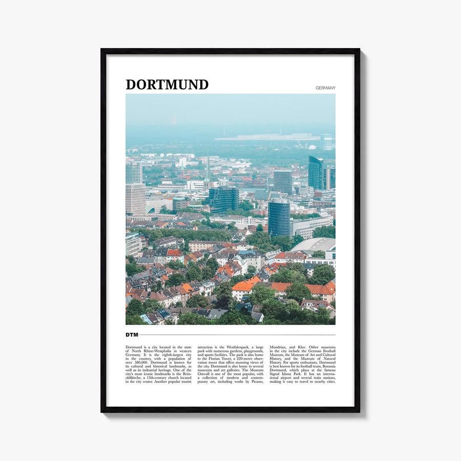 Dortmund colorful travel poster of Germany – vertical wall art, unframed print shown in interior mockup