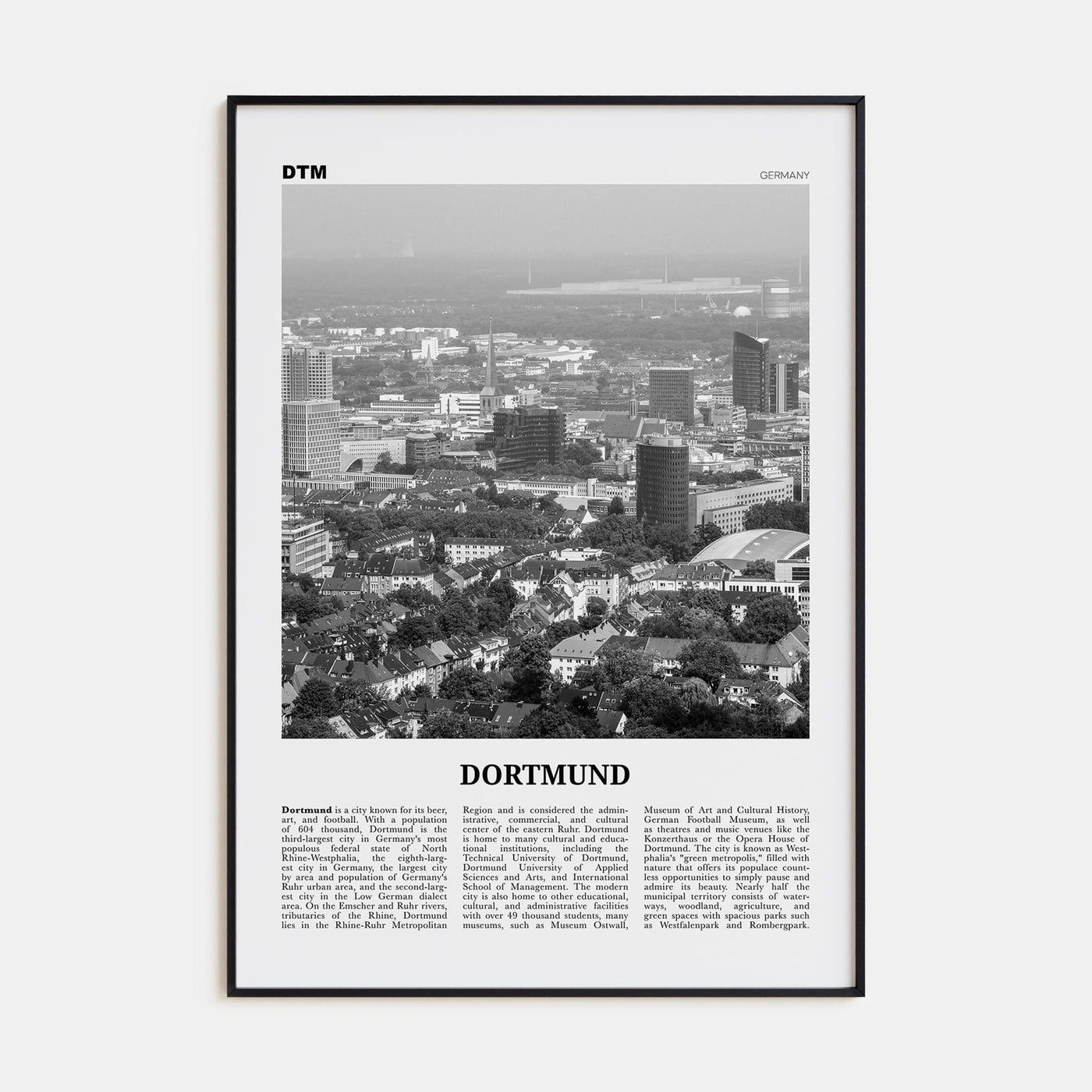 Dortmund Poster None / 8x12 in Nbourhood Travel B&W Poster