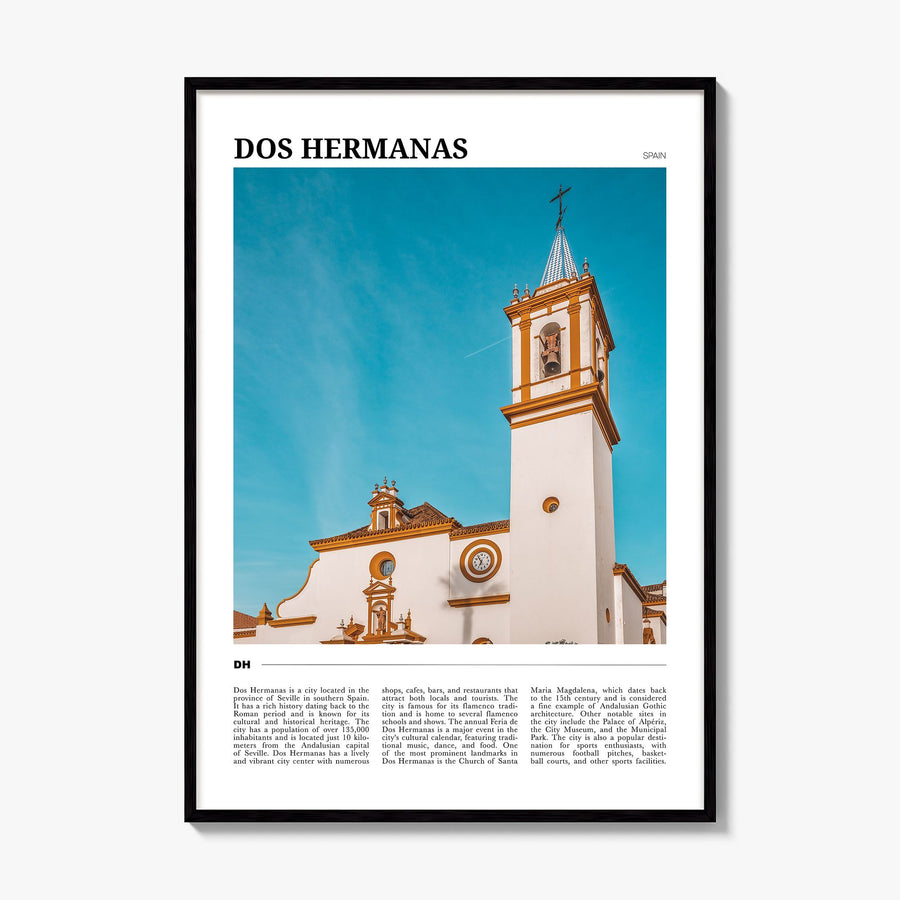 Dos Hermanas Travel Poster, framed poster mockup