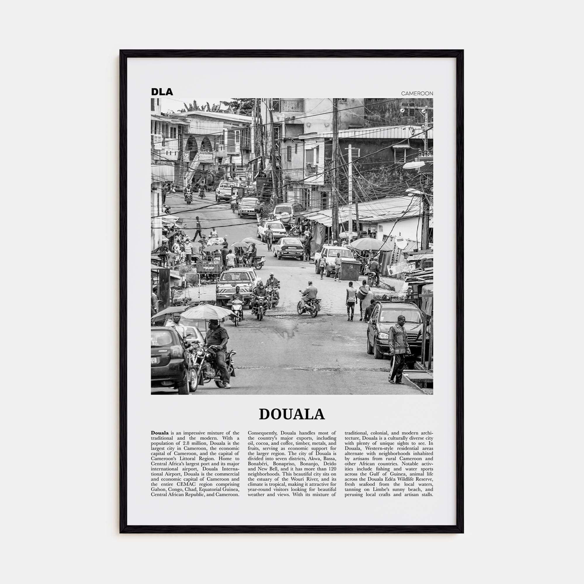 Douala Poster Black Wood / 8x12 in Nbourhood Travel B&W Poster