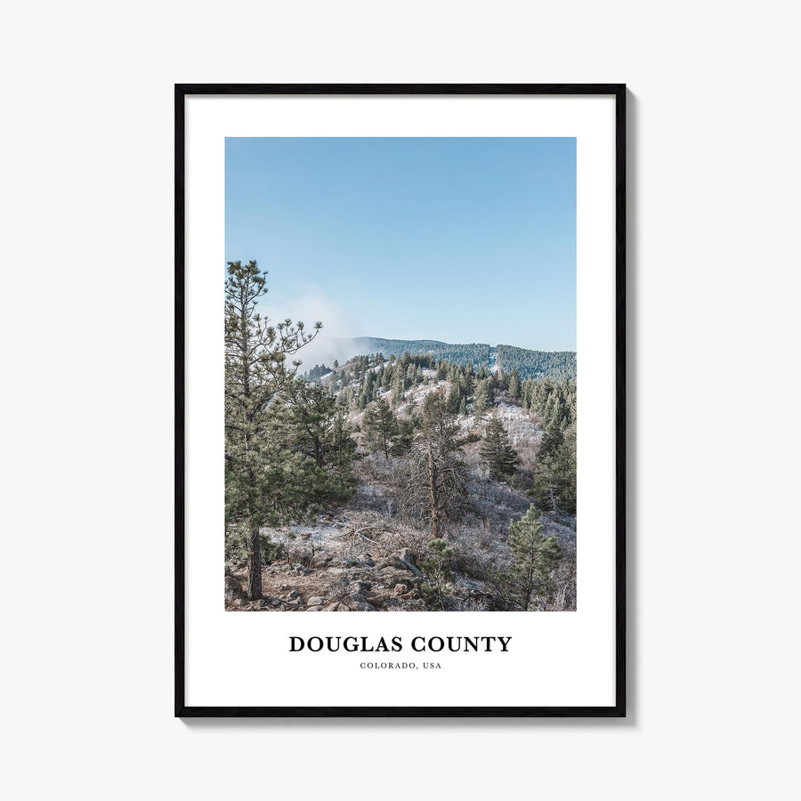 Douglas County colorful classic poster of Colorado, USA – vertical wall art, unframed print shown in interior mockup