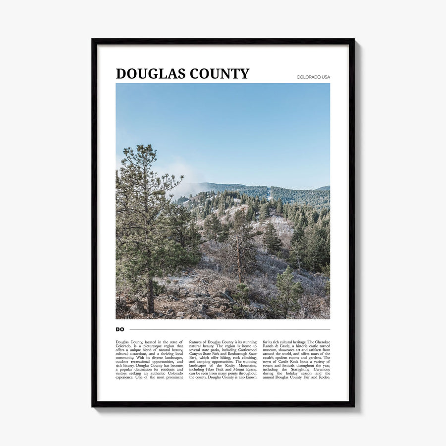 Douglas County, Colorado Travel Poster, framed poster mockup
