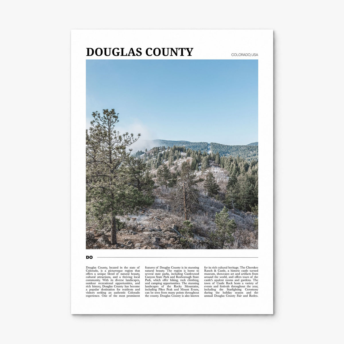 Douglas County, Colorado Travel Poster, print only (unframed)