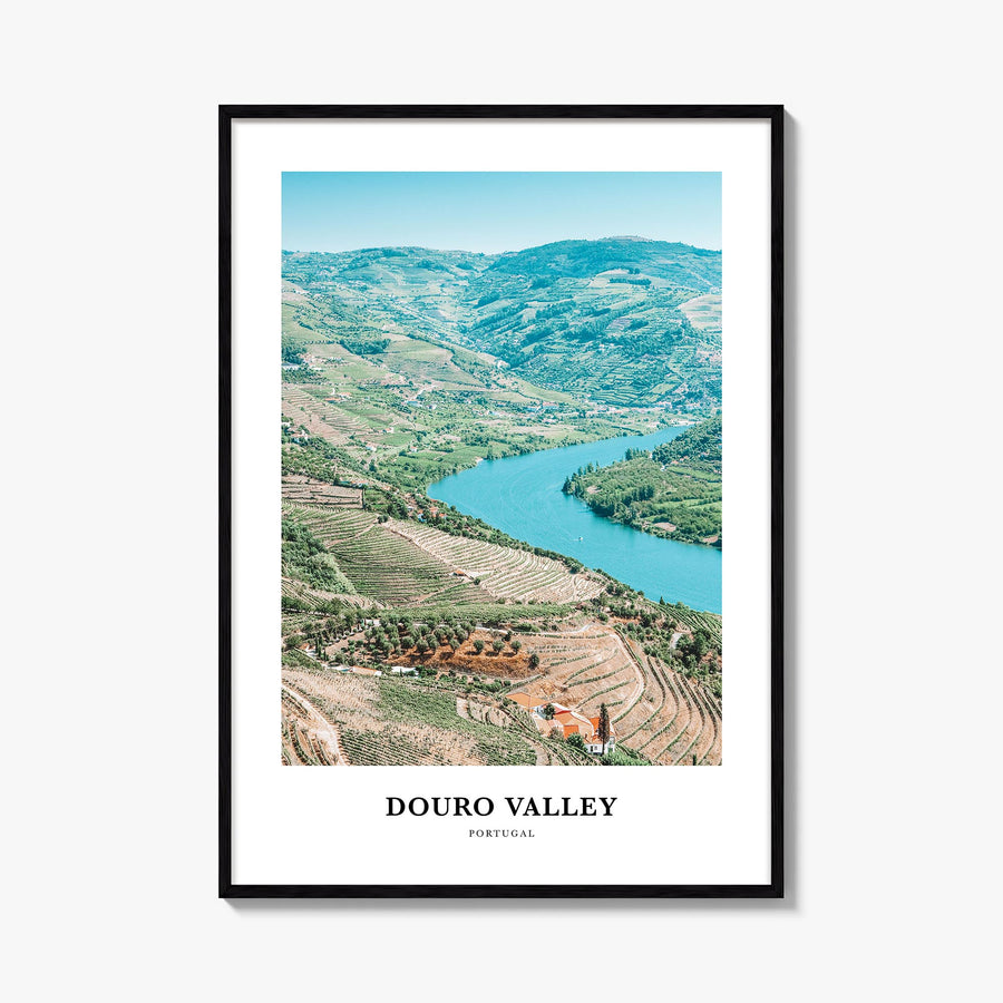 Douro Valley colorful classic poster of Portugal – vertical wall art, unframed print shown in interior mockup