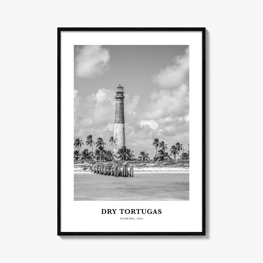Dry Tortugas National Park black & white classic poster of Florida, USA – vertical wall art, unframed print shown in interior