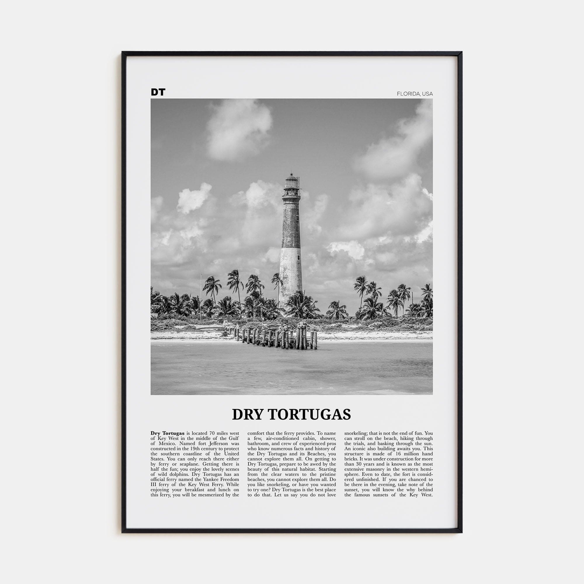 Dry Tortugas National Park Poster None / 8x12 in Nbourhood Travel B&W Poster