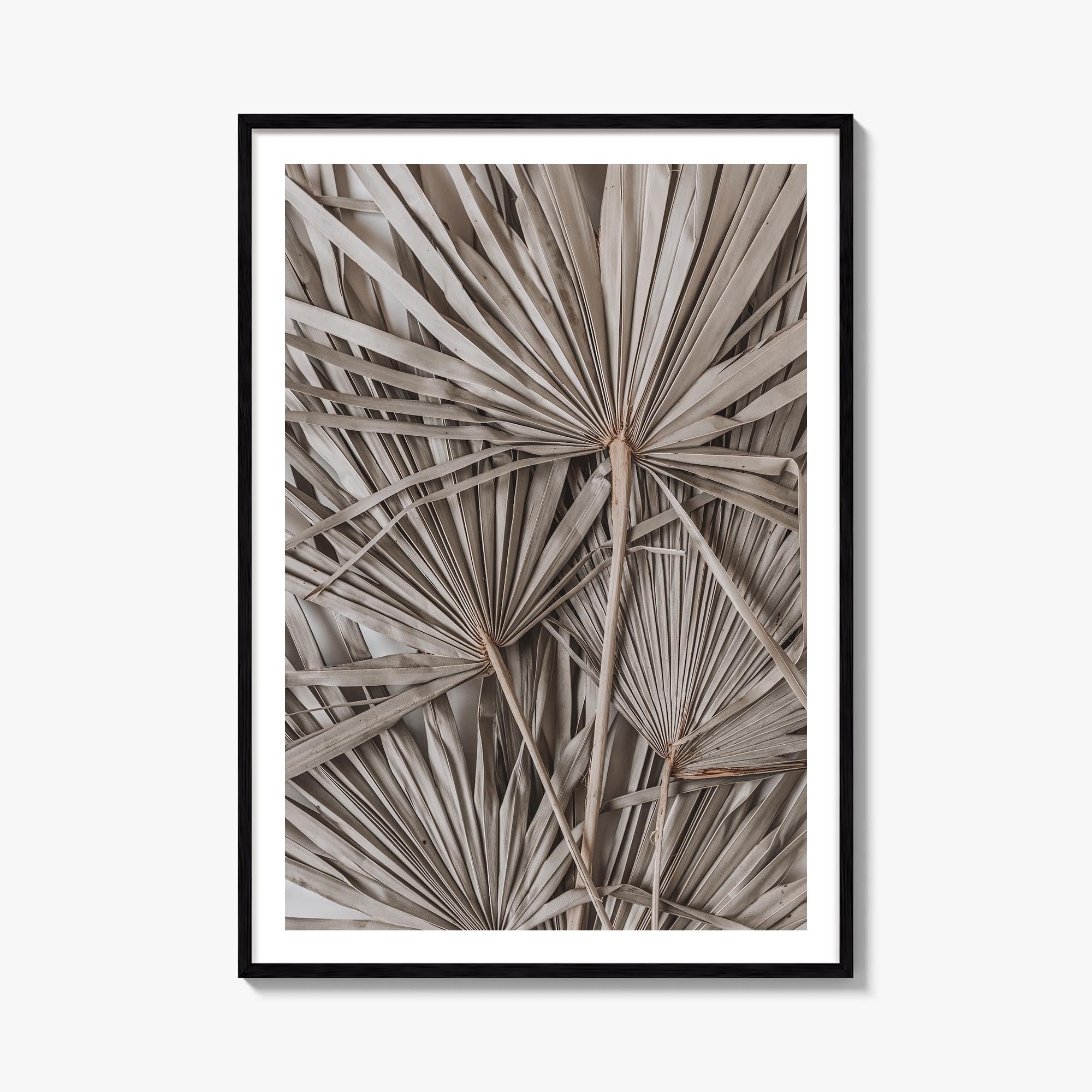 Dry Tropical Palm Leaf no. 1 colorful photo poster – vertical wall art, unframed print shown in interior mockup