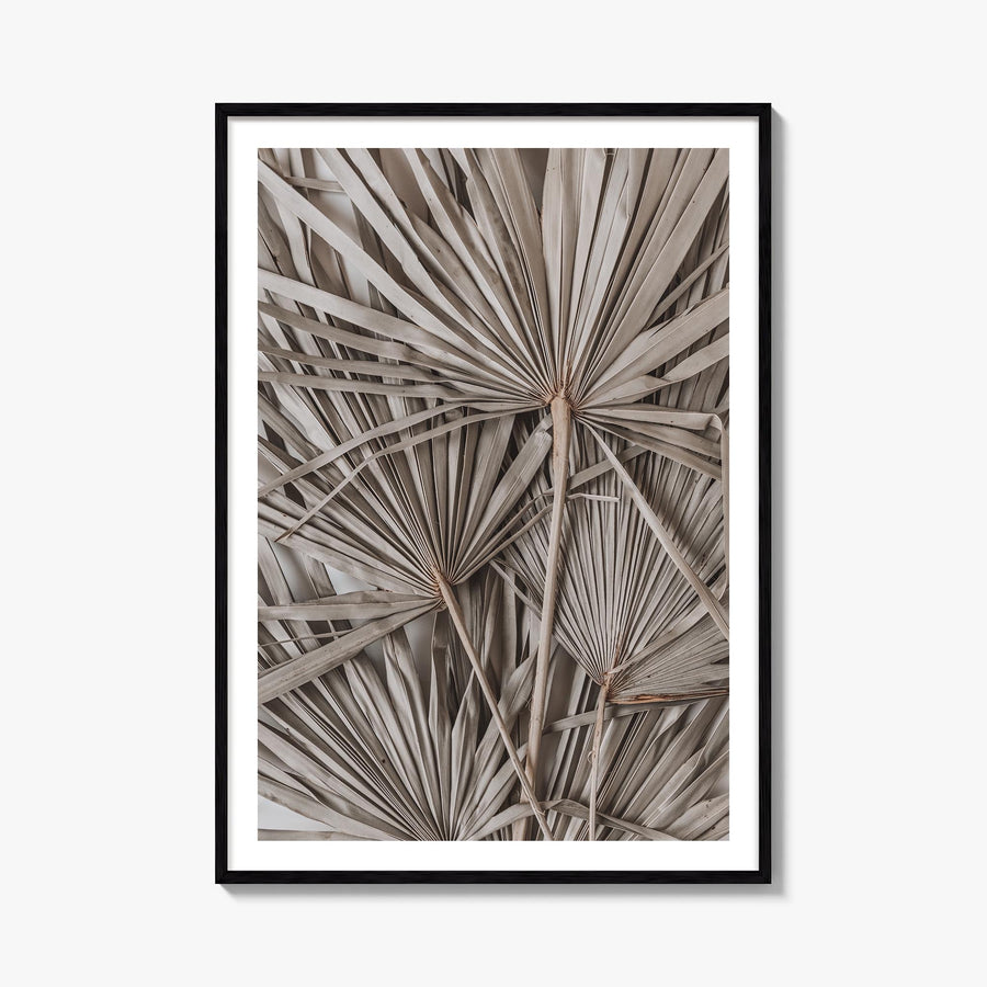 Dry Tropical Palm Leaf no. 1 colorful photo poster – vertical wall art, unframed print shown in interior mockup