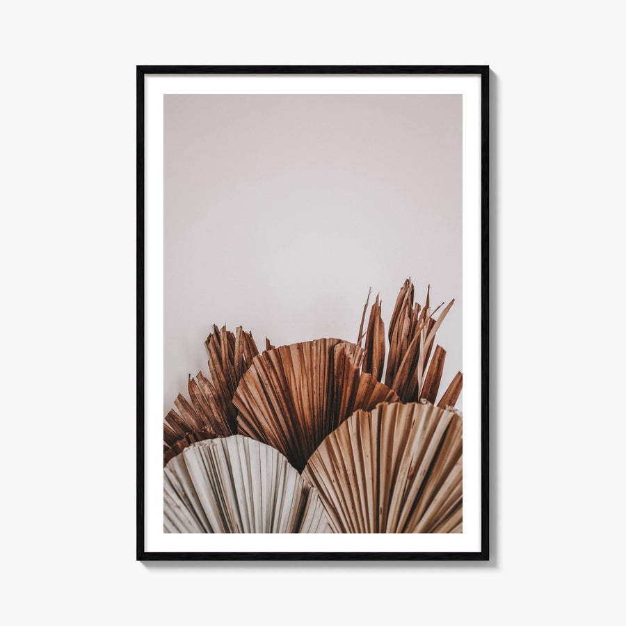 Dry Tropical Palm Leaf no. 2 colorful photo poster – vertical wall art, unframed print shown in interior mockup