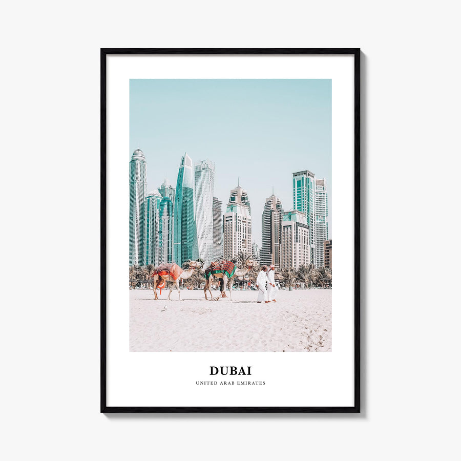 Dubai colorful classic poster of United Arab Emirates – vertical wall art, unframed print shown in interior mockup