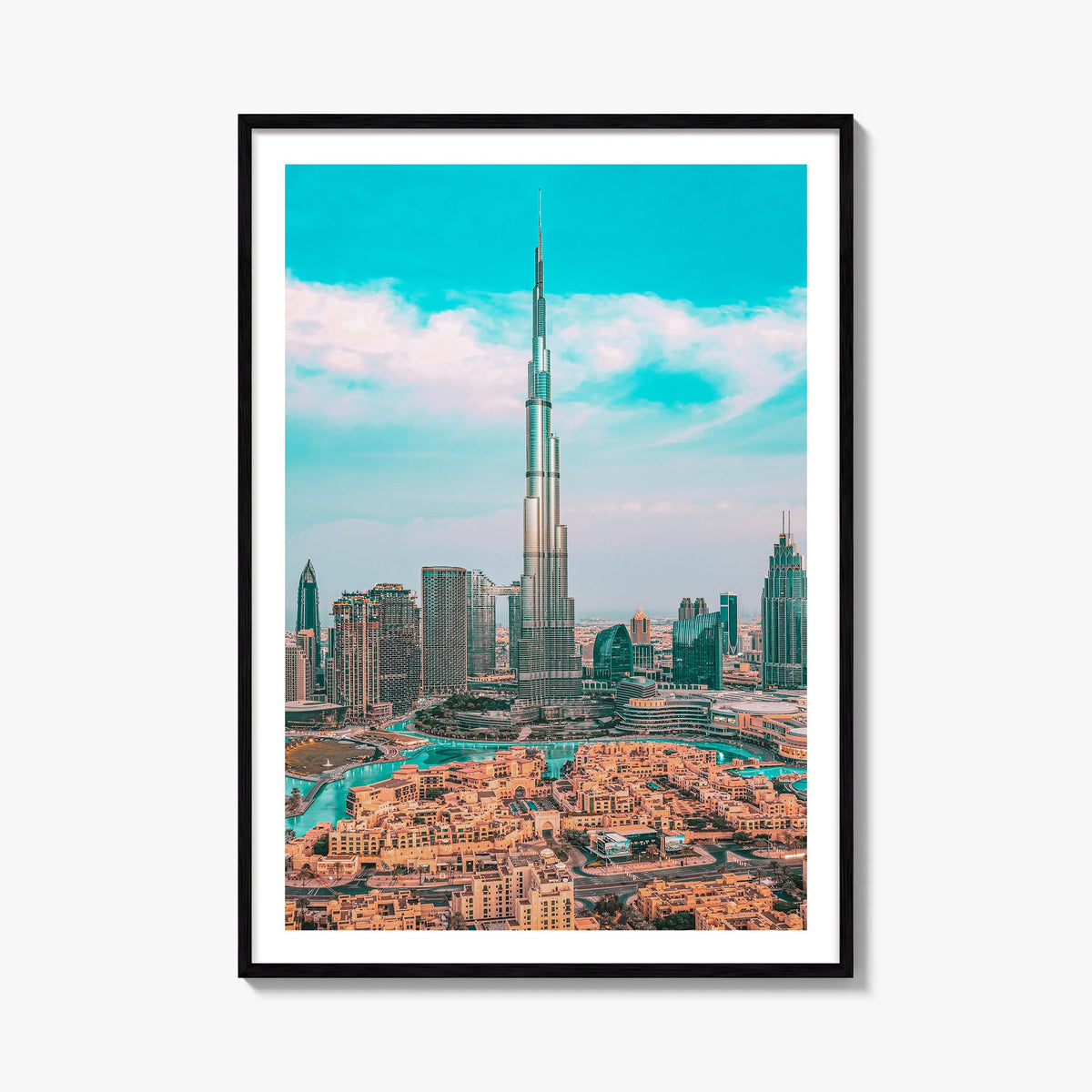 Dubai no. 1 colorful photo poster of United Arab Emirates – vertical wall art, unframed print shown in interior mockup