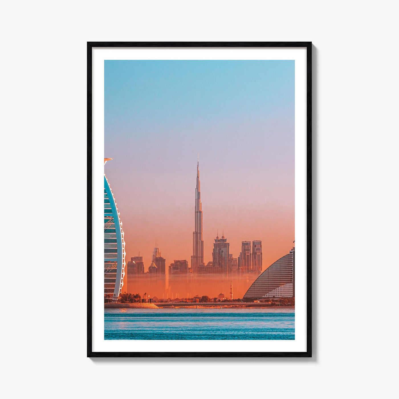 Dubai no. 2 colorful photo poster of United Arab Emirates – vertical wall art, unframed print shown in interior mockup